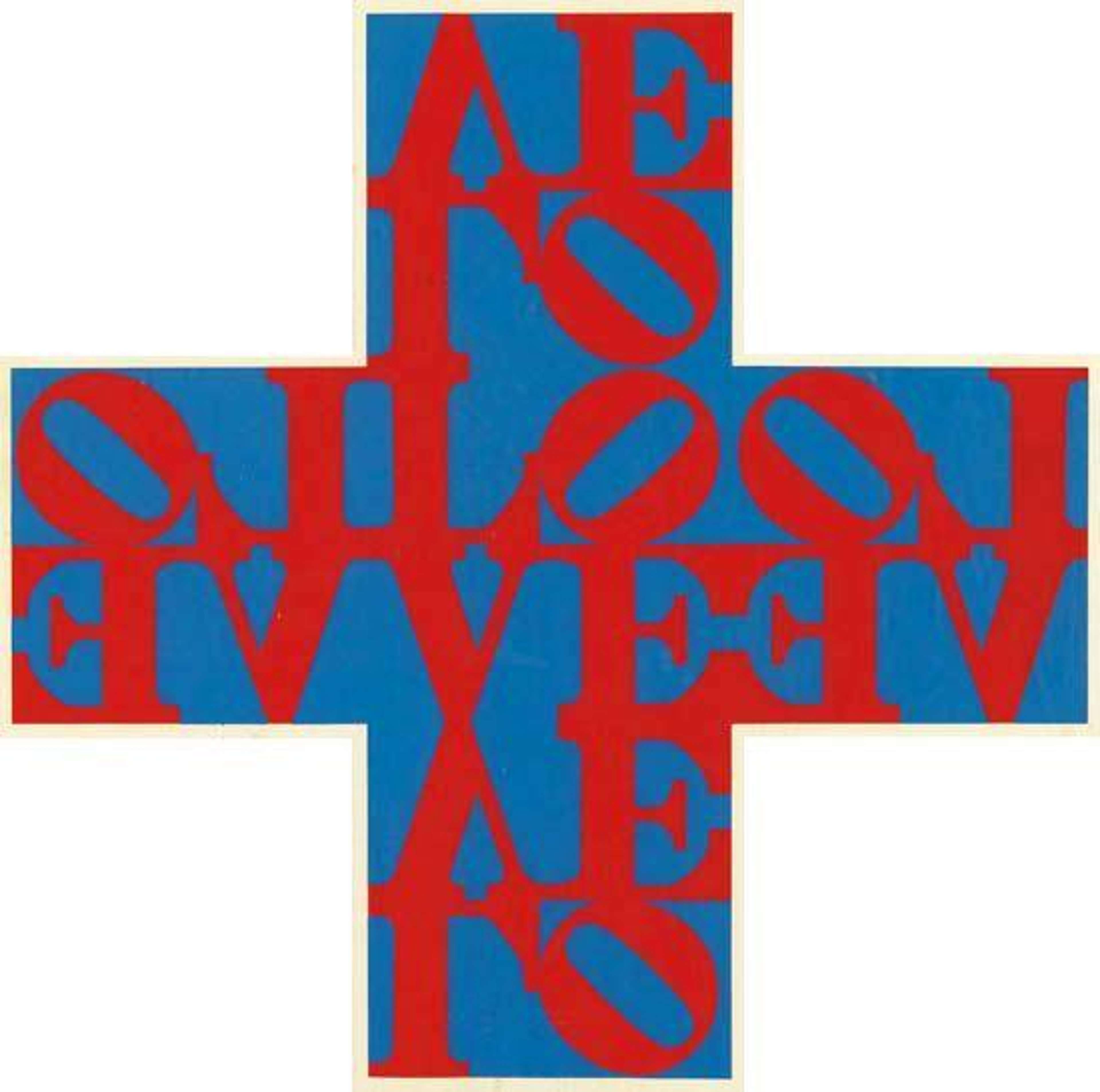 Love Cross (red and blue) - Signed Print by Robert Indiana 1968 - MyArtBroker
