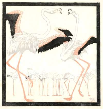 Flamingoes - Signed Print by Ludwig Heinrich Jungnickel 1909 - MyArtBroker