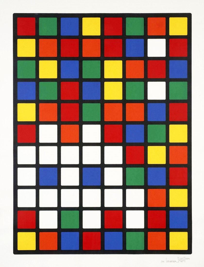 Invader Rubik Space (Signed Print) 2005