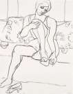 Seated Woman On Sofa - Signed Print