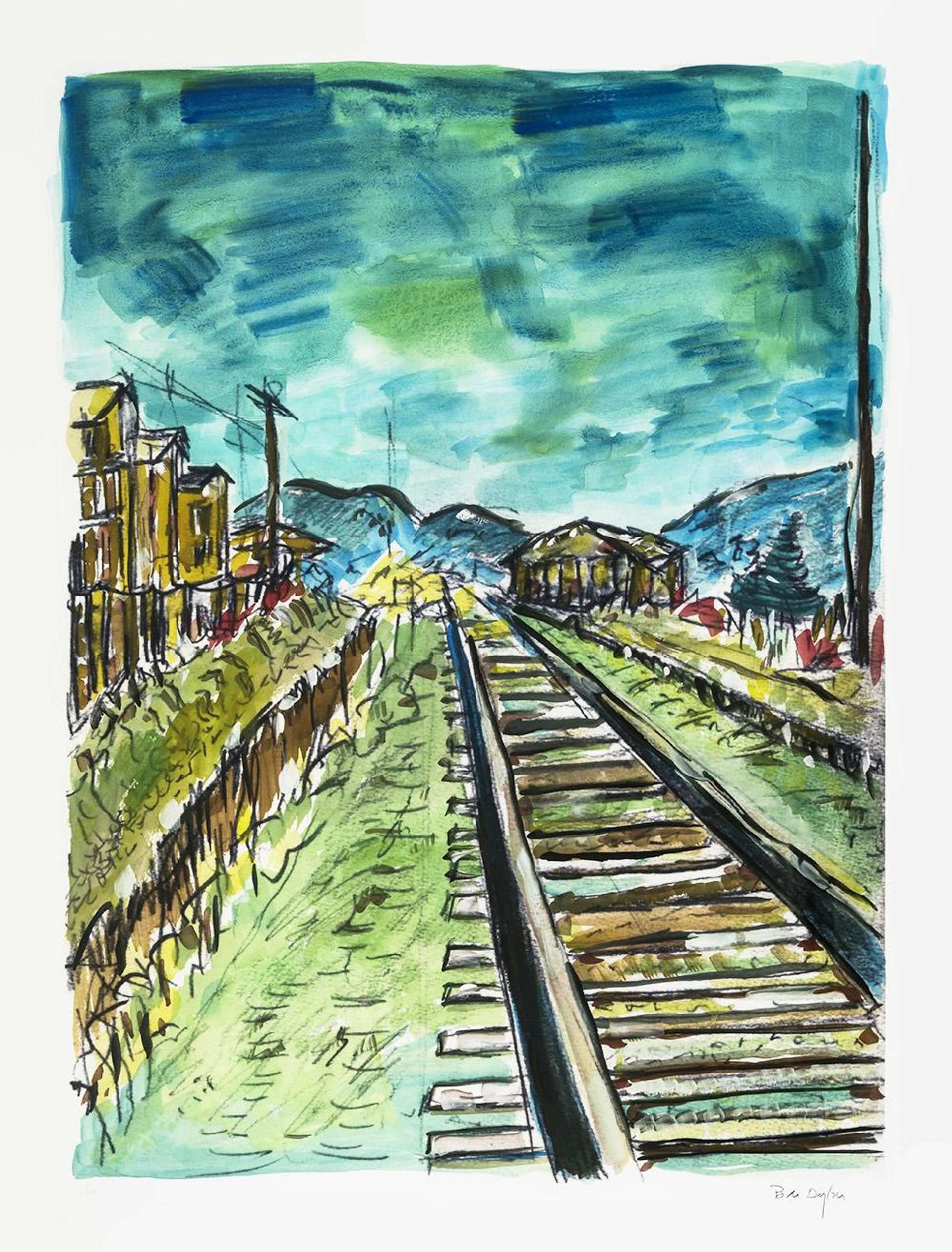 Train Tracks Medium (2008) - Signed Print by Bob Dylan 2008 - MyArtBroker