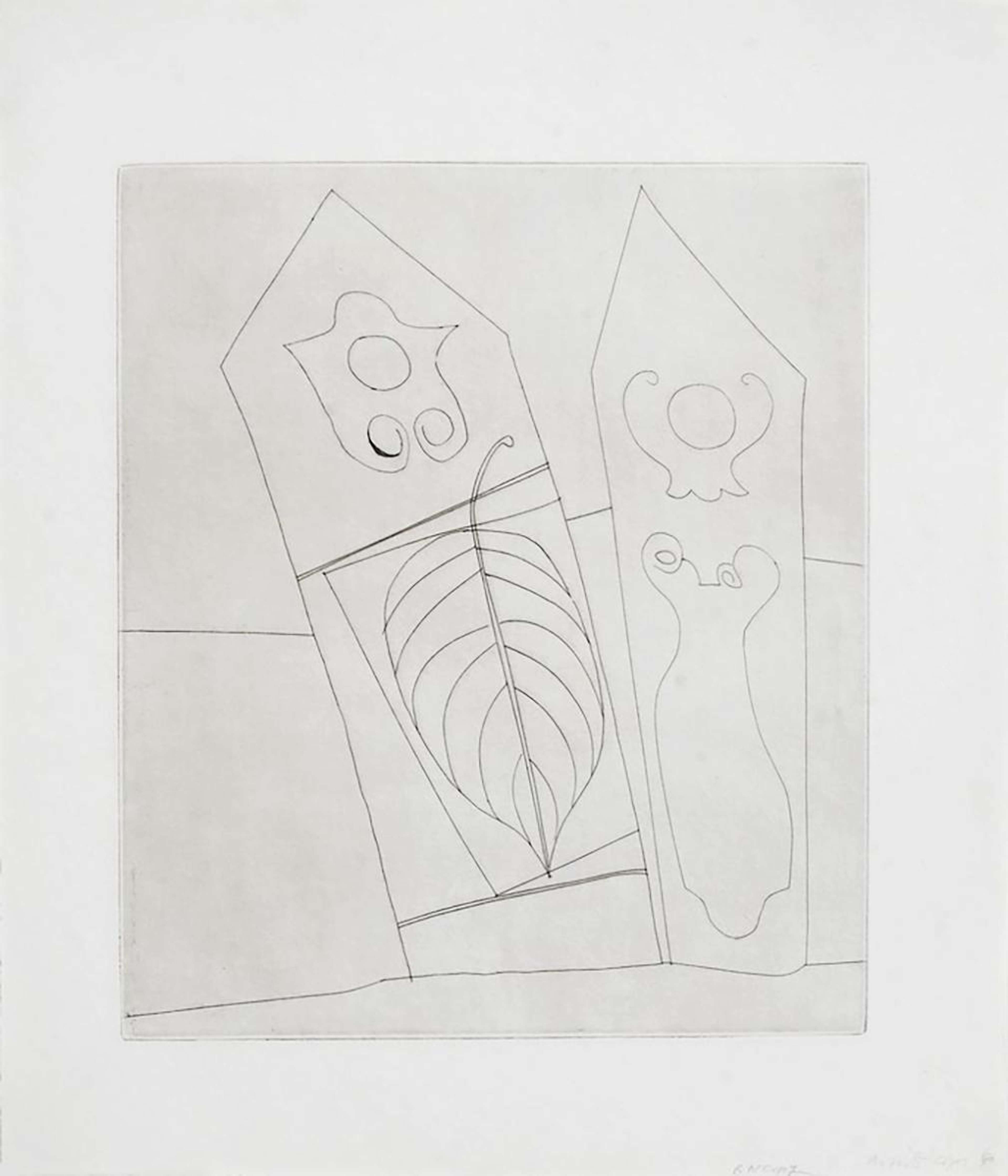 Turkish Forms With Leaf - Signed Print by Ben Nicholson 1968 - MyArtBroker