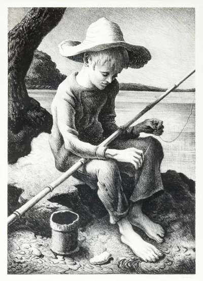 The Little Fisherman - Signed Print by Thomas Hart Benton 1967 - MyArtBroker