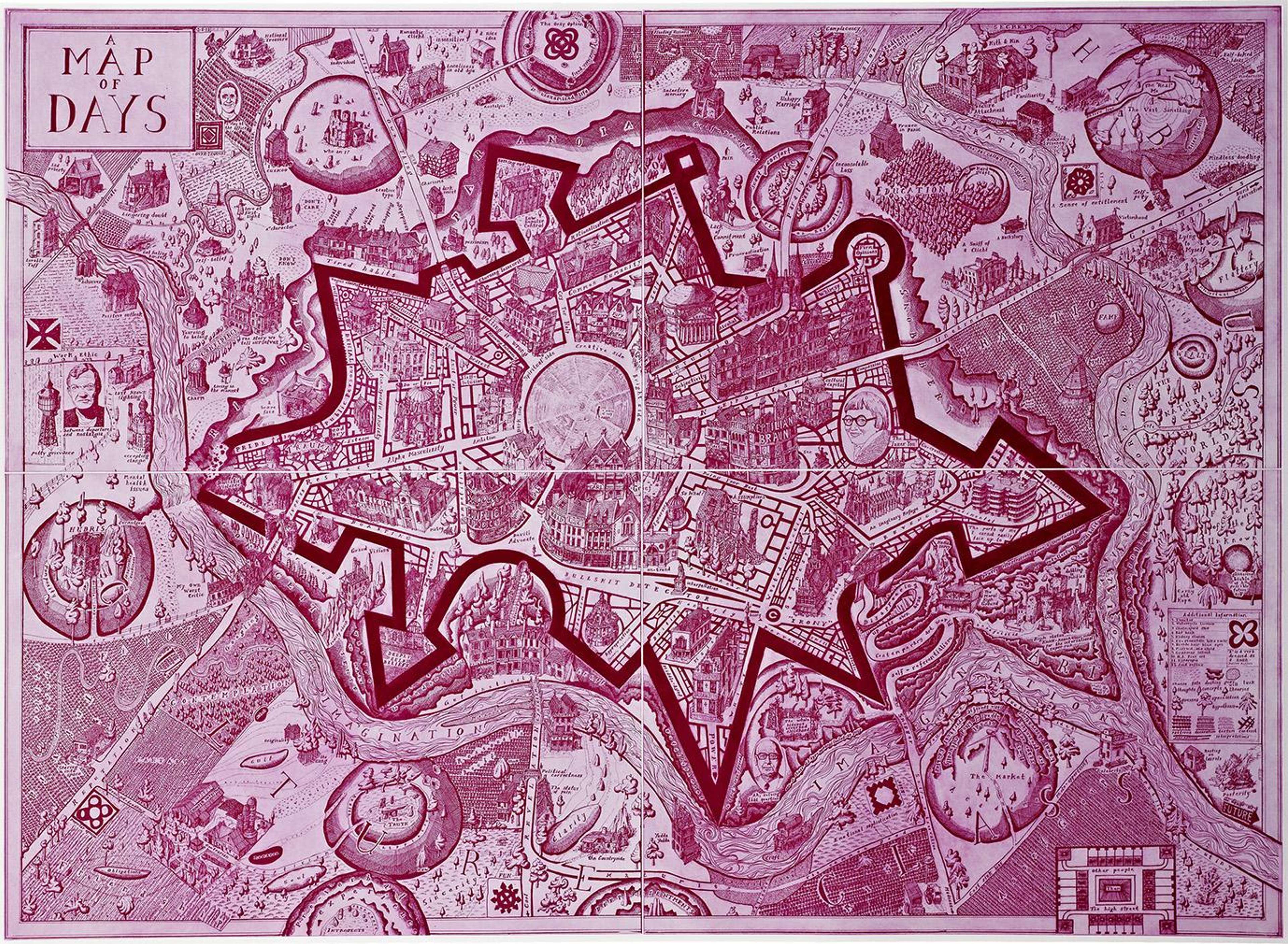 A Map of Days (red) - Signed Print by Grayson Perry 2013 - MyArtBroker