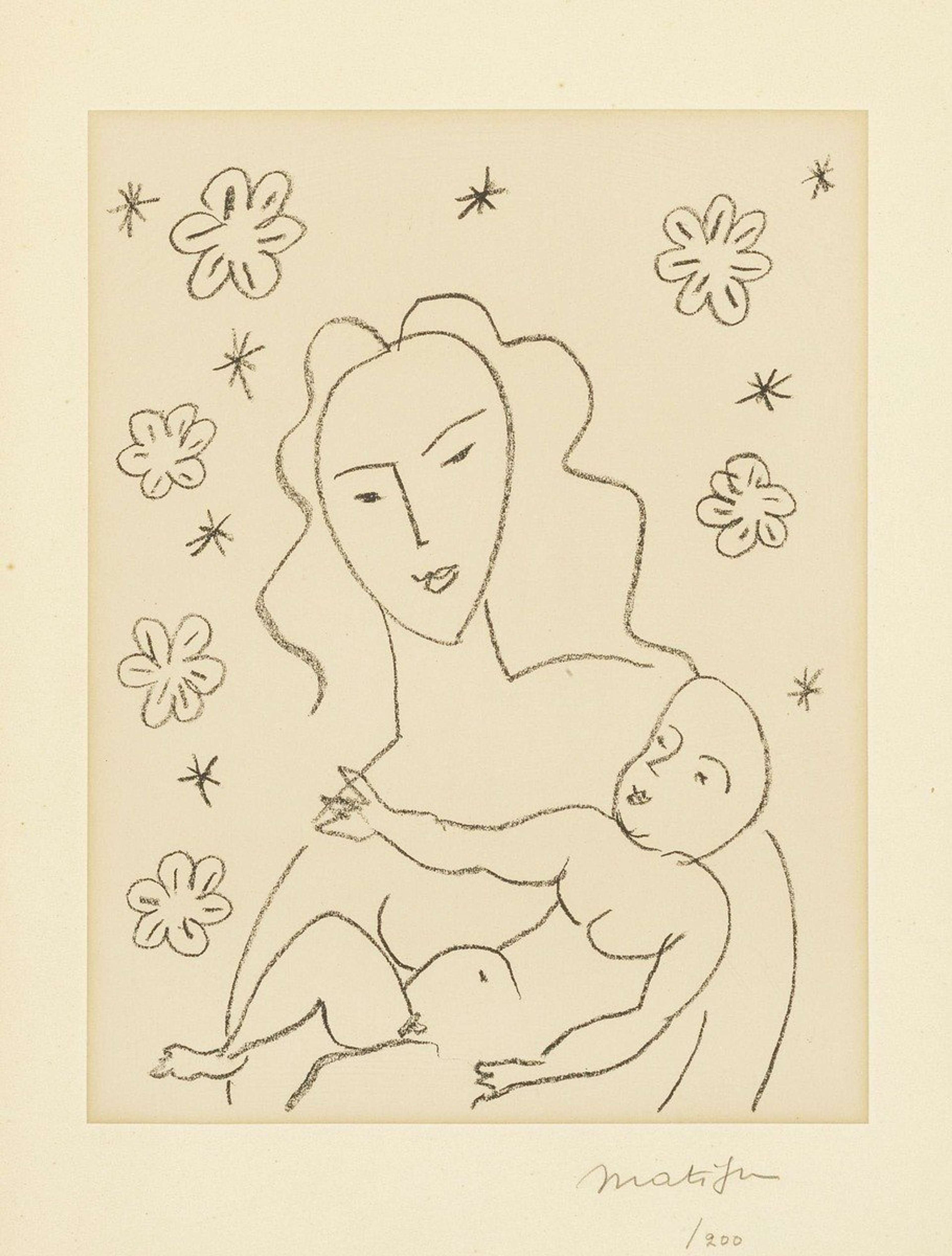 Vierge Et Enfant Sur Fond De Fleurs Et Toiles - undefined by Henri Matisse 1950 - MyArtBroker