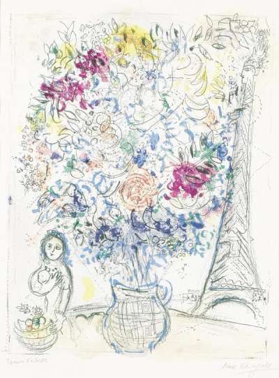 Marc Chagall: Bouquet La Tour Eiffel - Signed Print