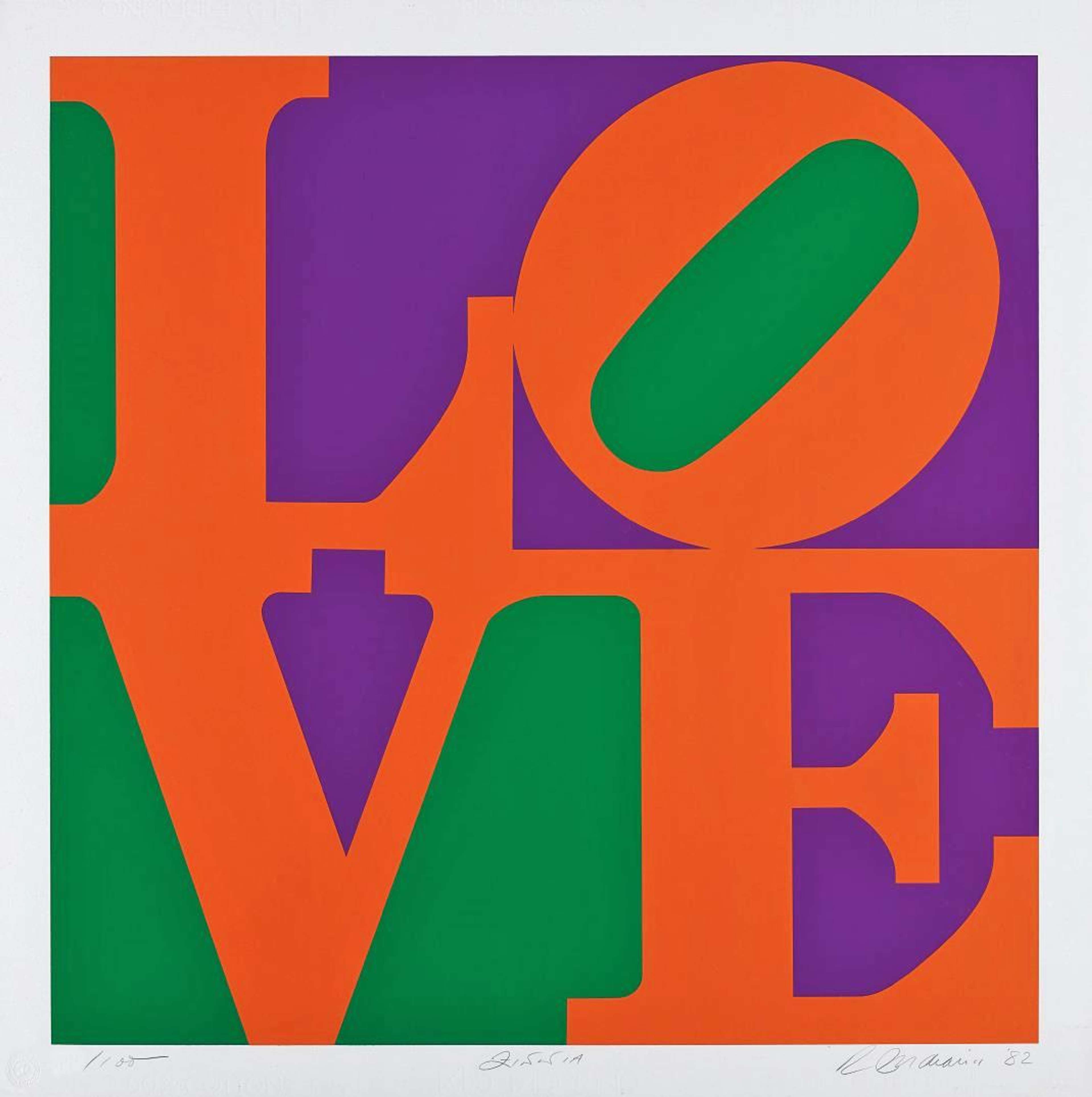 Zinnia (orange, green, purple) - Signed Print by Robert Indiana 1982 - MyArtBroker