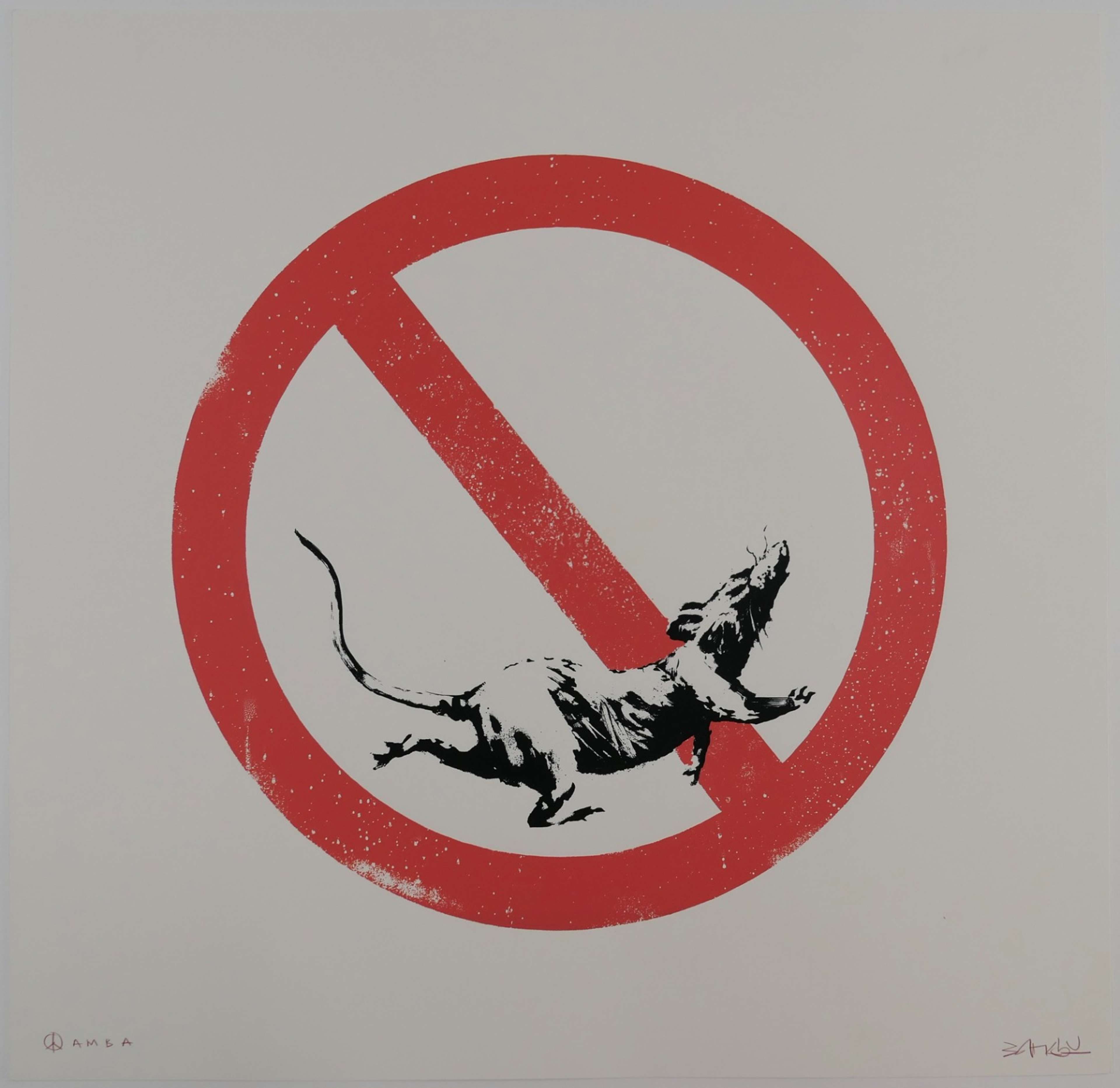 dedicated artwork from banksy to AMBA showing rat race