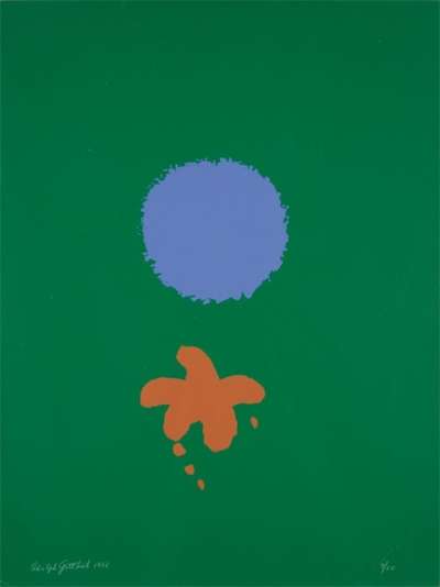 Green Ground, Blue Disk - Signed Print by Adolph Gottlieb 1966 - MyArtBroker