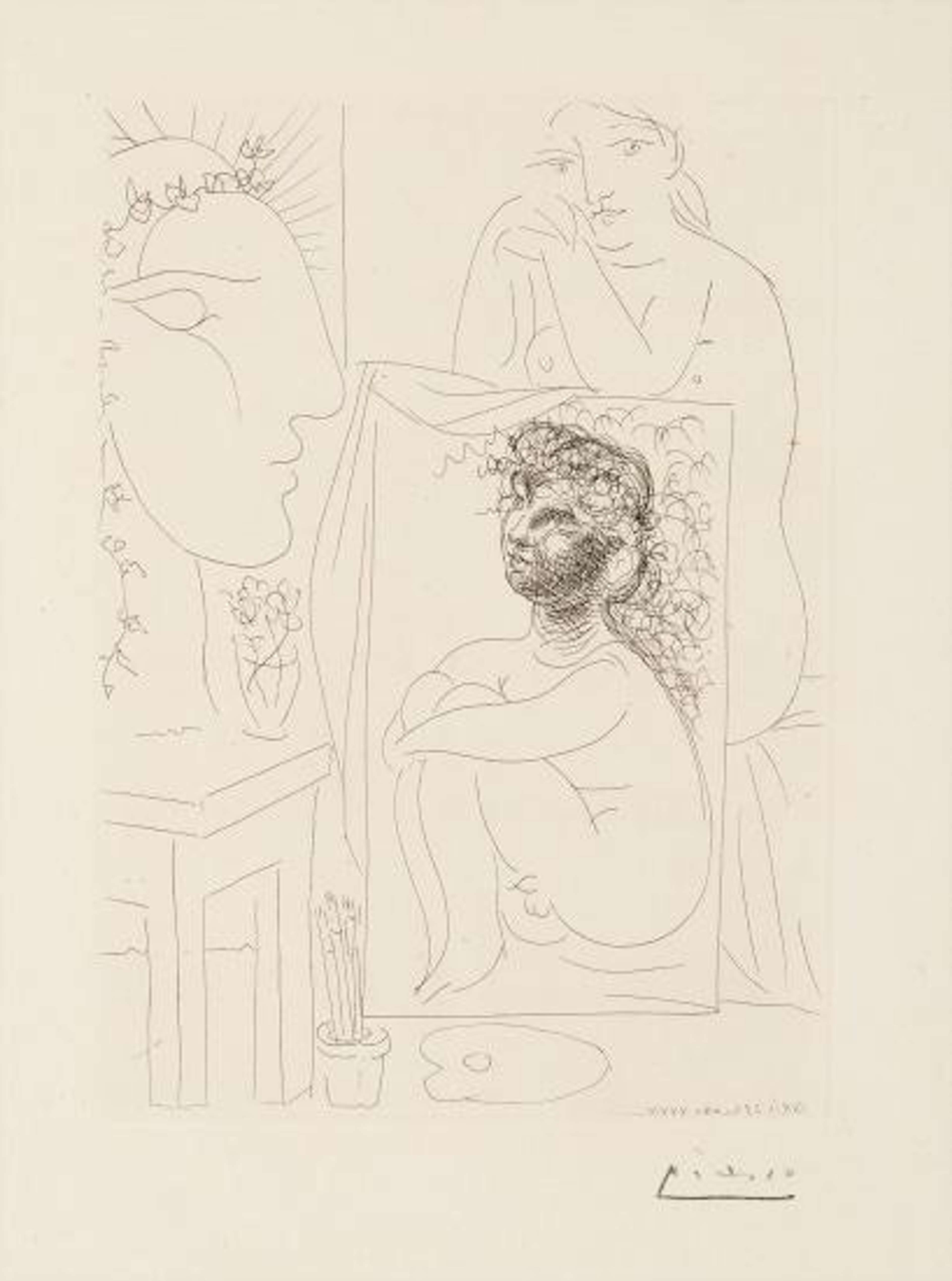 Modèle Accoudé Sur Un Tableau (La Suite Vollard) - Signed Print by Pablo Picasso 1934 - MyArtBroker