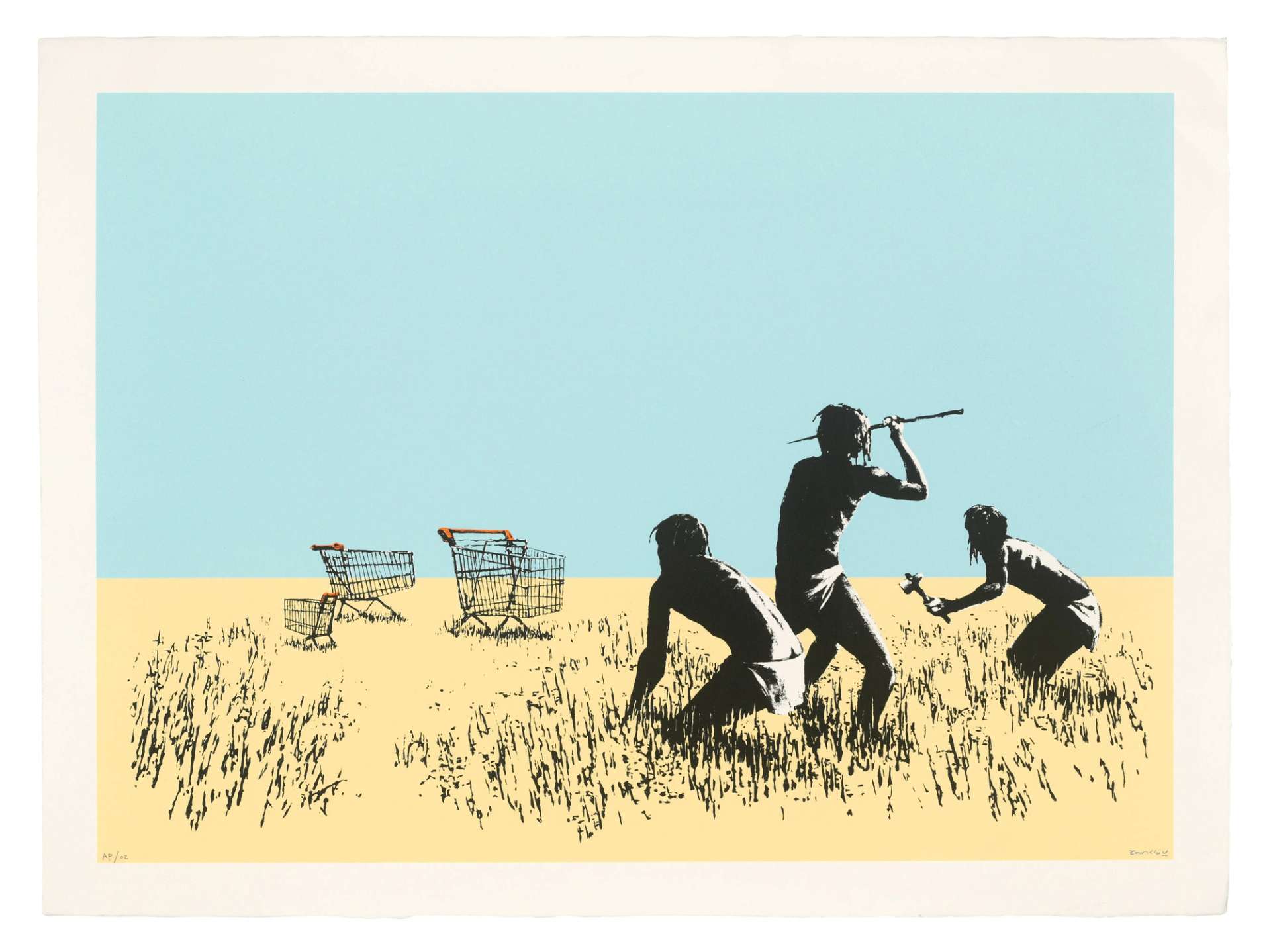 Trolley Hunters (colour) by Banksy