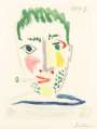 Pablo Picasso: Fumeur Au Maillot Rayé Grise - Signed Print