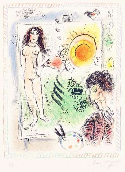 Marc Chagall: Le Soleil De Atelier - Signed Print