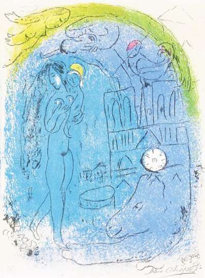 Mère Et Enfant Devant Notre Dame - Signed Print by Marc Chagall 1952 - MyArtBroker