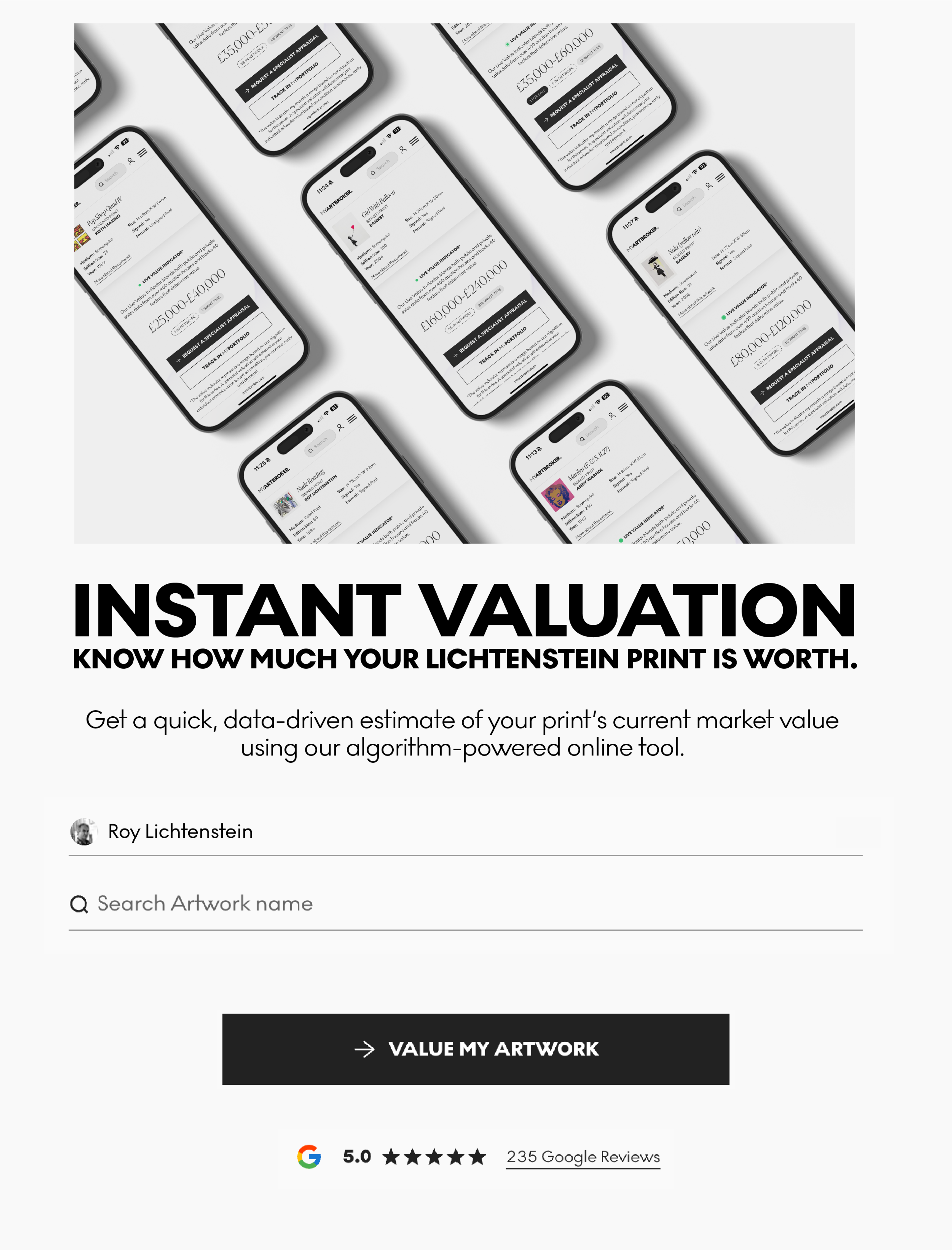 Lichtenstein Instant Valuation tool