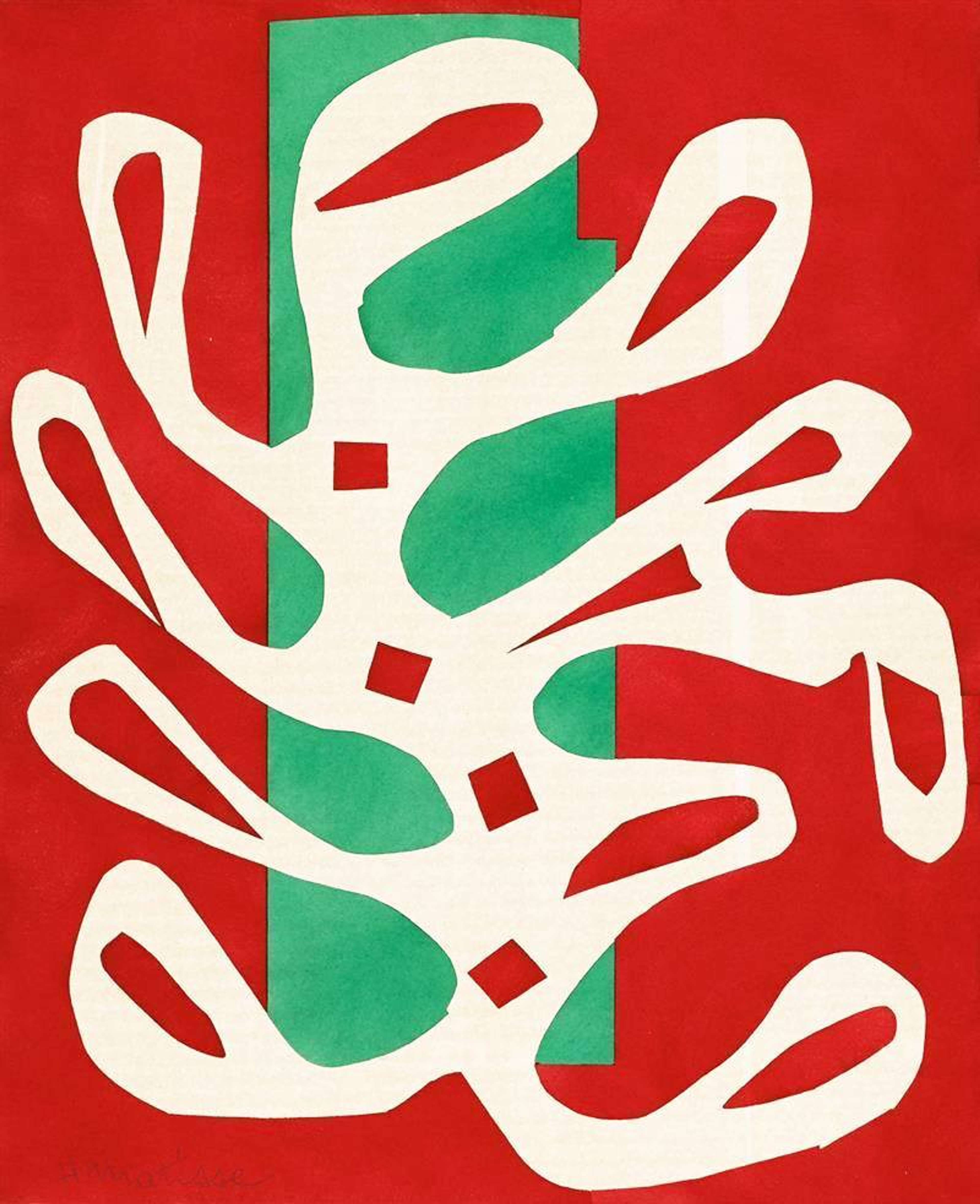 Algue Blanche Sur Fond Rouge Et Vert - undefined by Henri Matisse 1947 - MyArtBroker