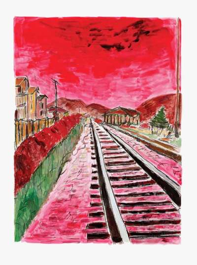 Train Tracks Red (2014) - Signed Print by Bob Dylan 2014 - MyArtBroker