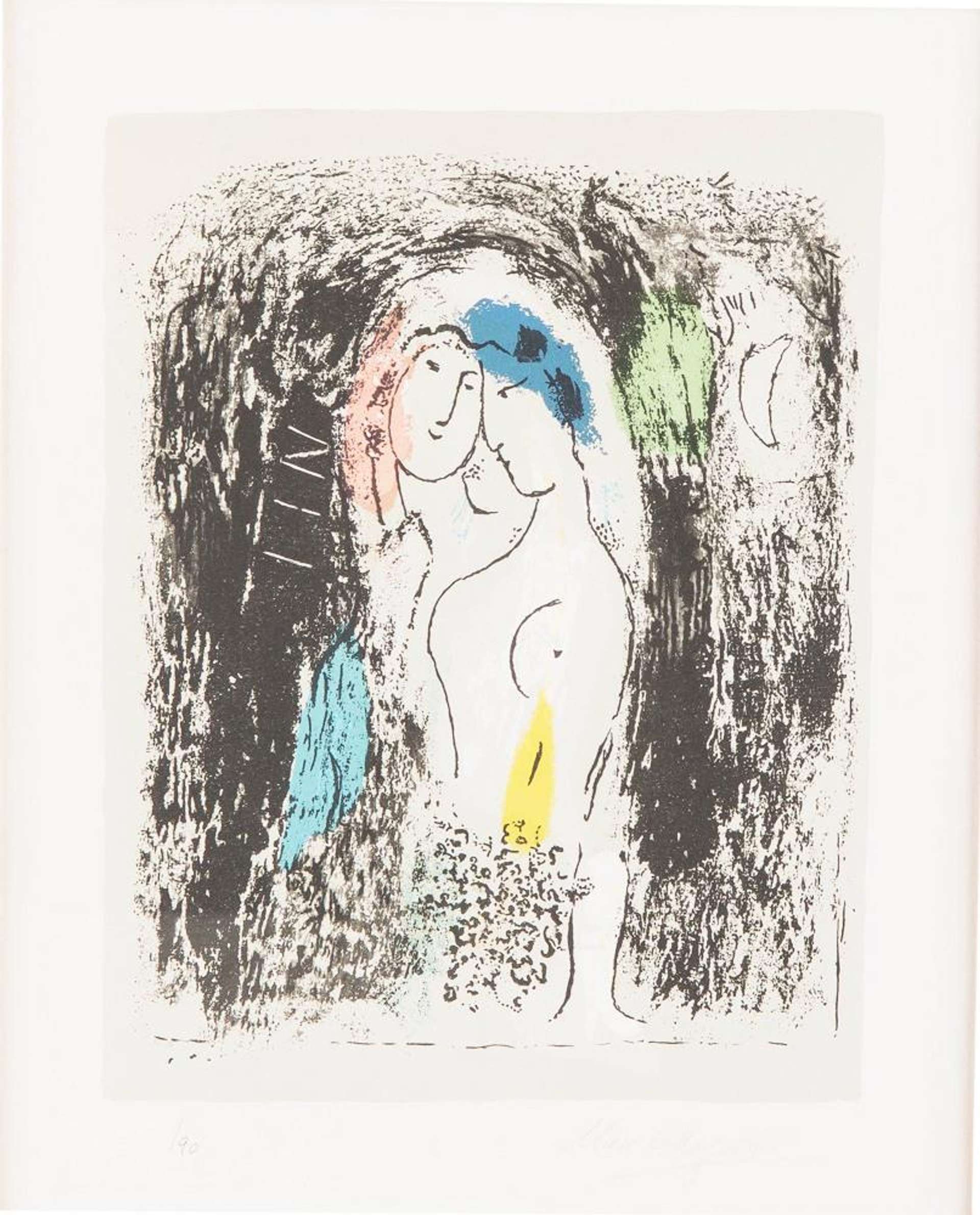 Les Amoureax En Gris - Signed Print by Marc Chagall 1957 - MyArtBroker