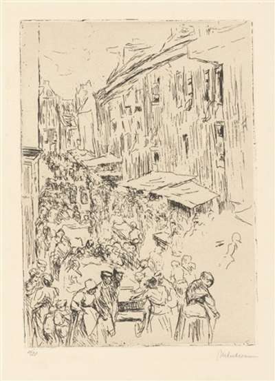 Aus Dem Judenviertel Im Amsterdam: Die Judenstraße, Groß - Signed Print by Max Liebermann 1908 - MyArtBroker