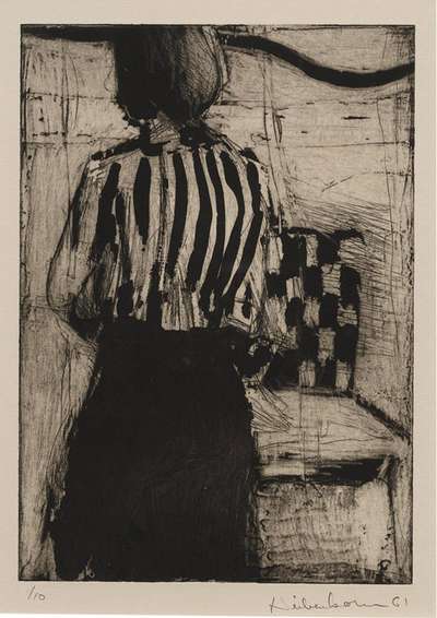 Back View Of Standing Woman With Striped Shirt - Signed Print by Richard Diebenkorn 1962 - MyArtBroker