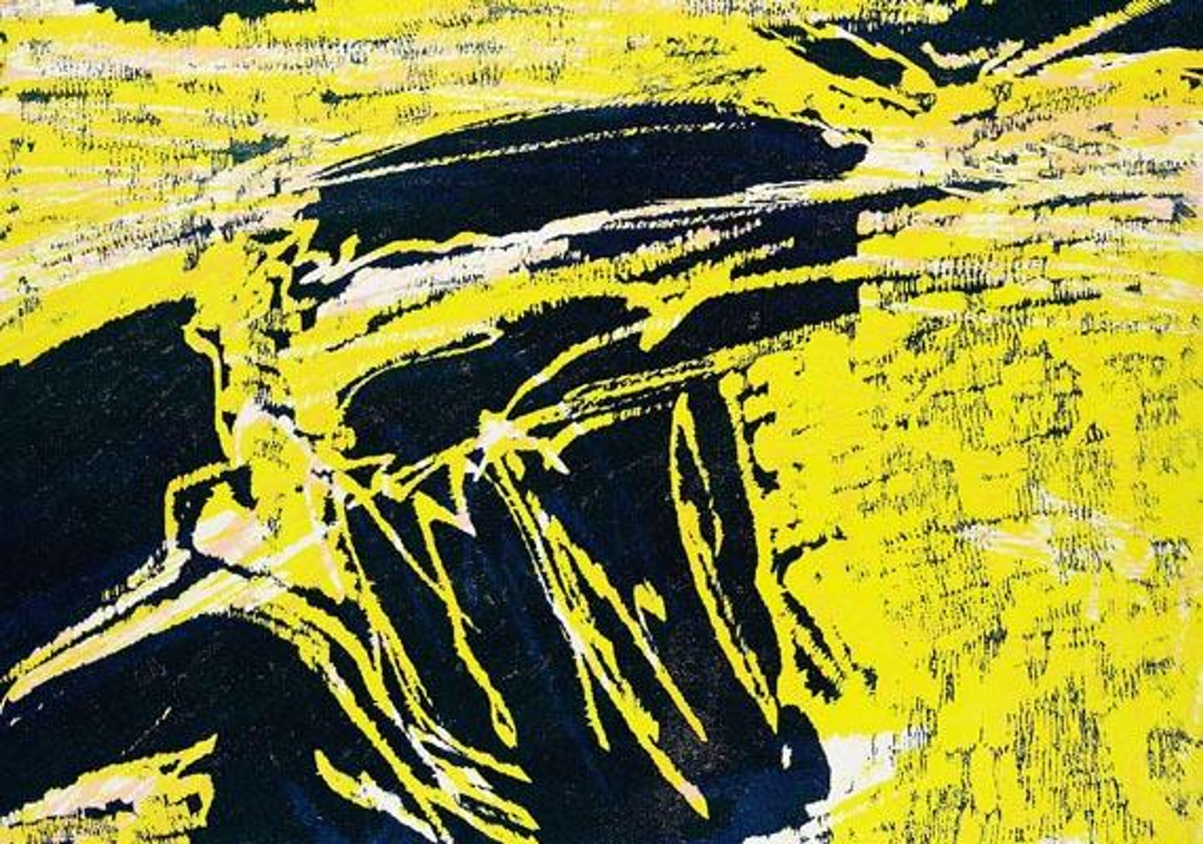 Yellow and black abstract streaks of paint