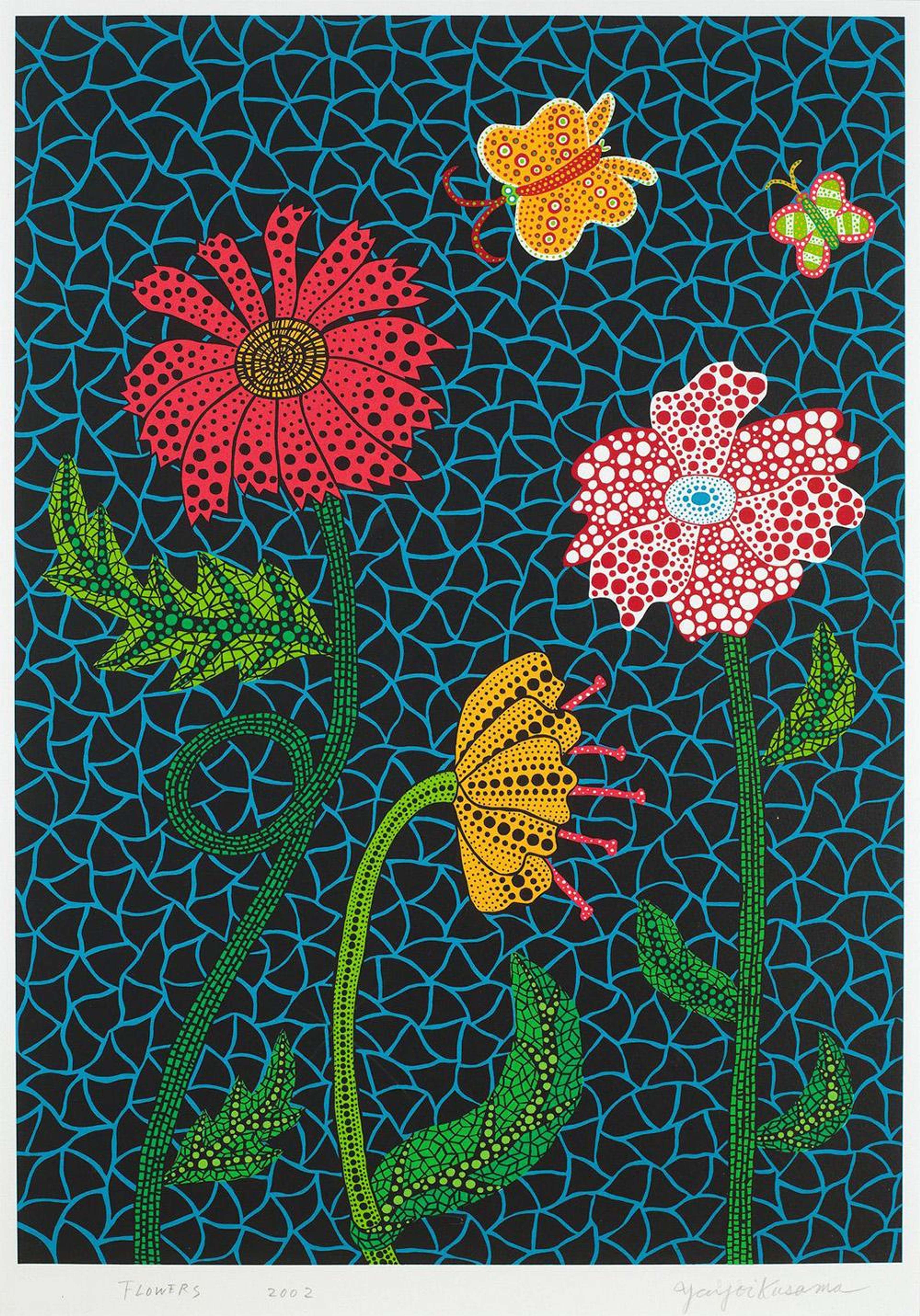 Flowers, Kusama 309 - Signed Print by Yayoi Kusama 2002 - MyArtBroker