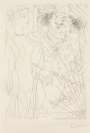 Pablo Picasso: Rembrandt Et Femme Au Voile (La Suite Vollard; Plate 36) - Signed Print
