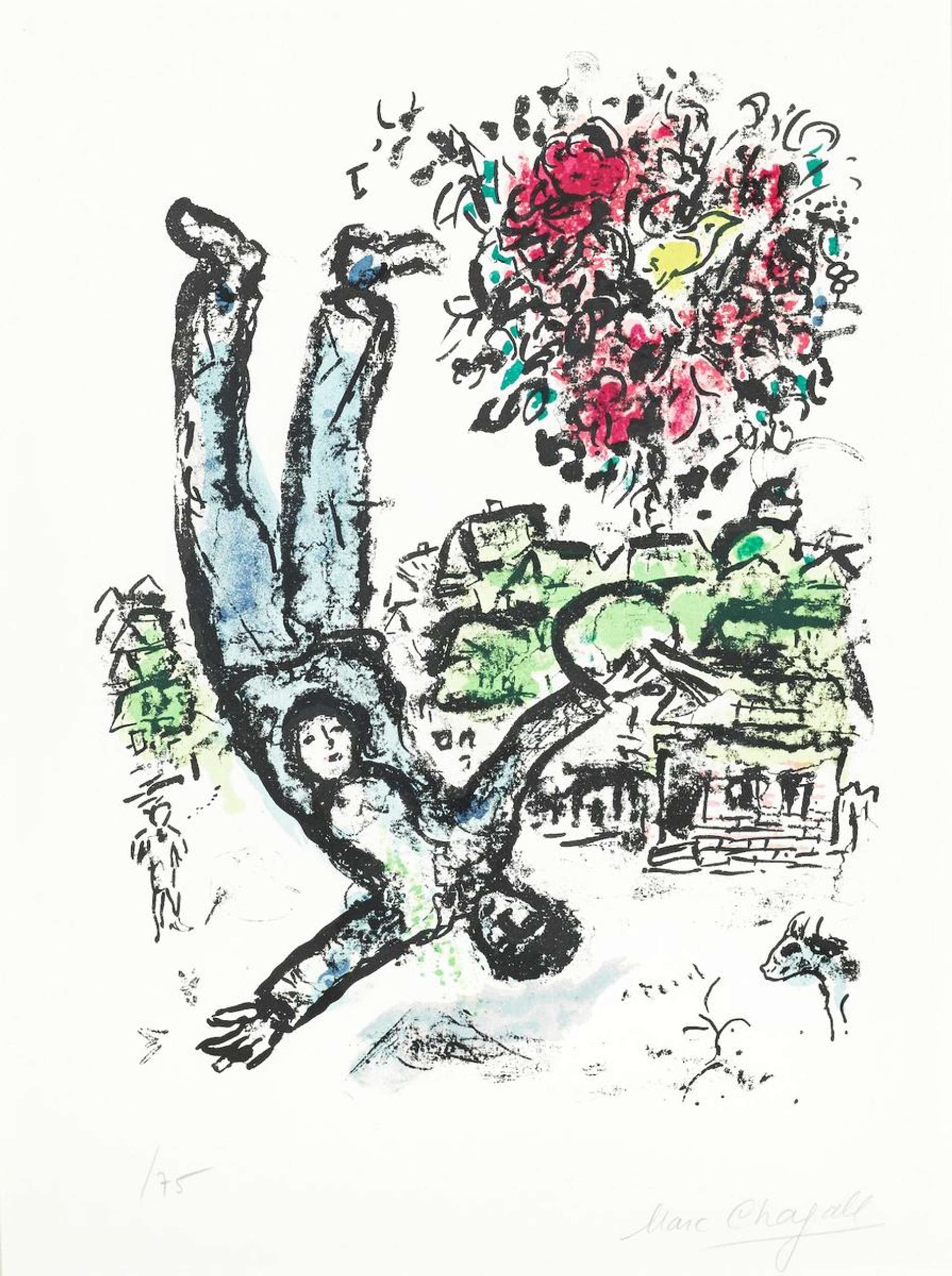 Marc Chagall: Le Bouquet De Artiste - Signed Print