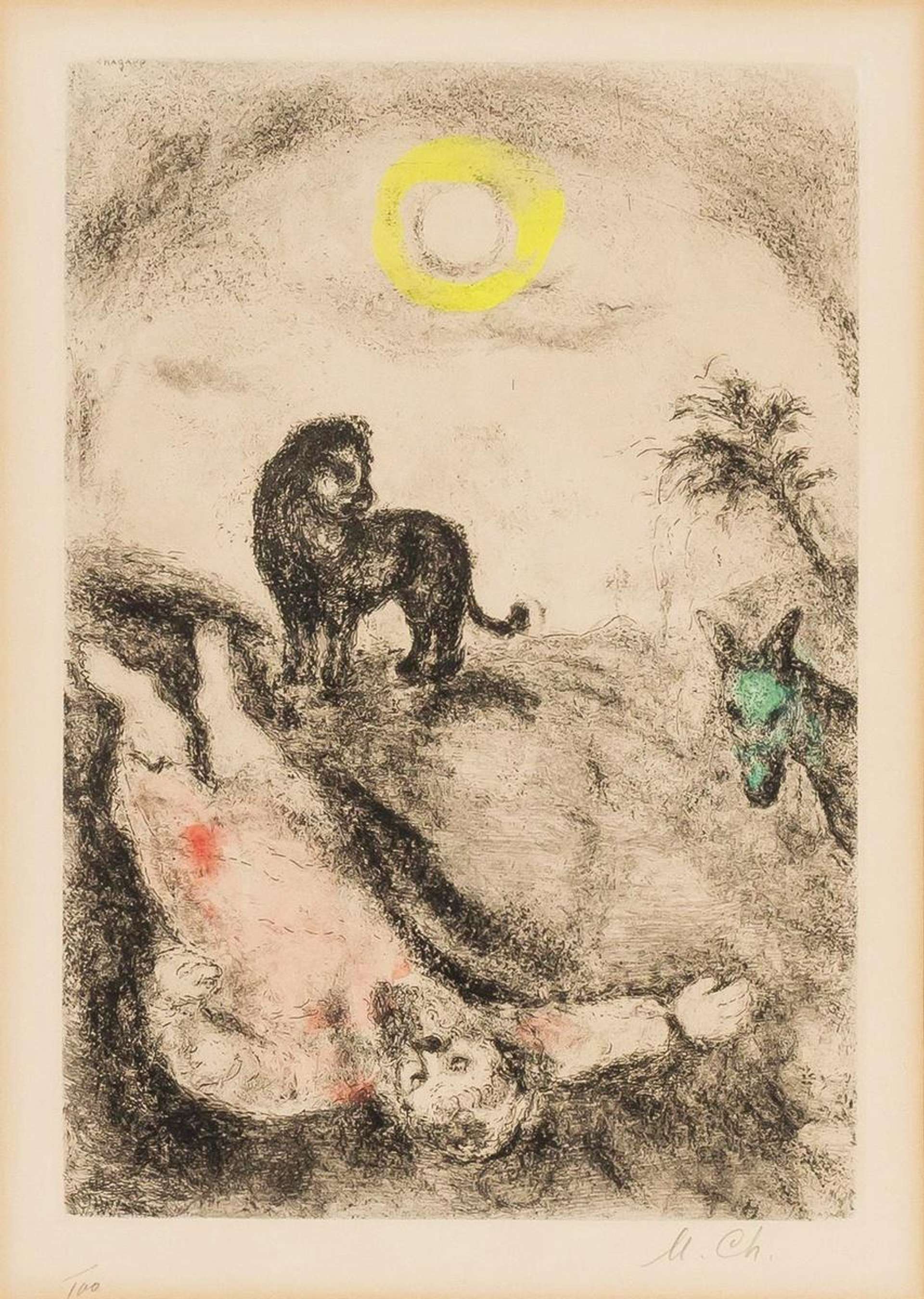 Prophete Tue Par Un Lion (La Bible) - Signed Print by Marc Chagall 1956 - MyArtBroker