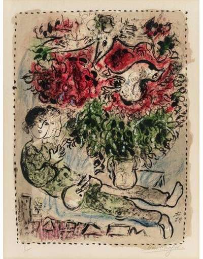 Marc Chagall: Le Bouquet Du Peintre - Signed Print