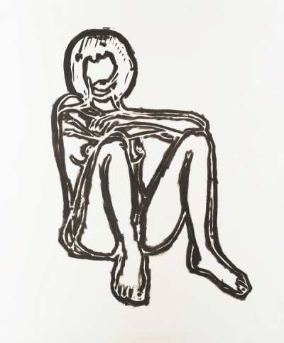 Monica Sitting Elbows On Knees - Signed Print by Tom Wesselmann 1991 - MyArtBroker