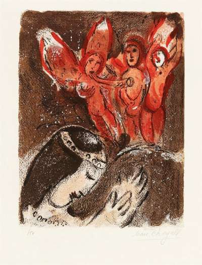 Marc Chagall: Sara Et Les Anges - Signed Print