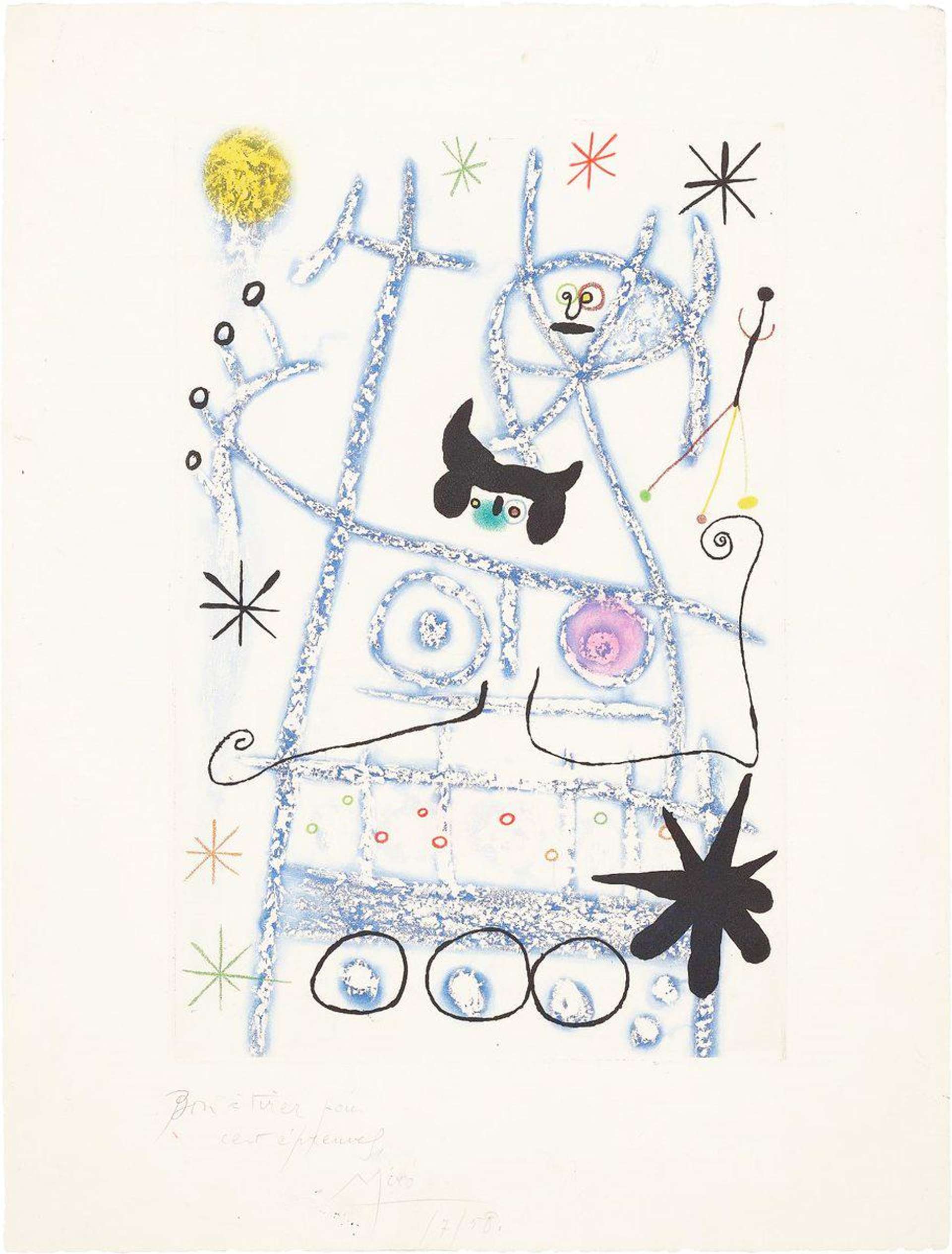 Joan Miró: Les Forestiers (bleu) - Signed Print