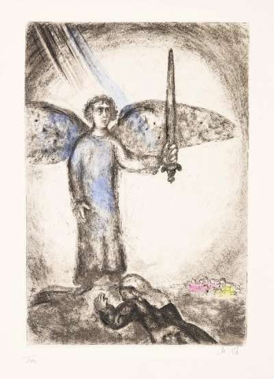 Joshua Before The Armed Angel - Signed Print by Marc Chagall 1931 - MyArtBroker