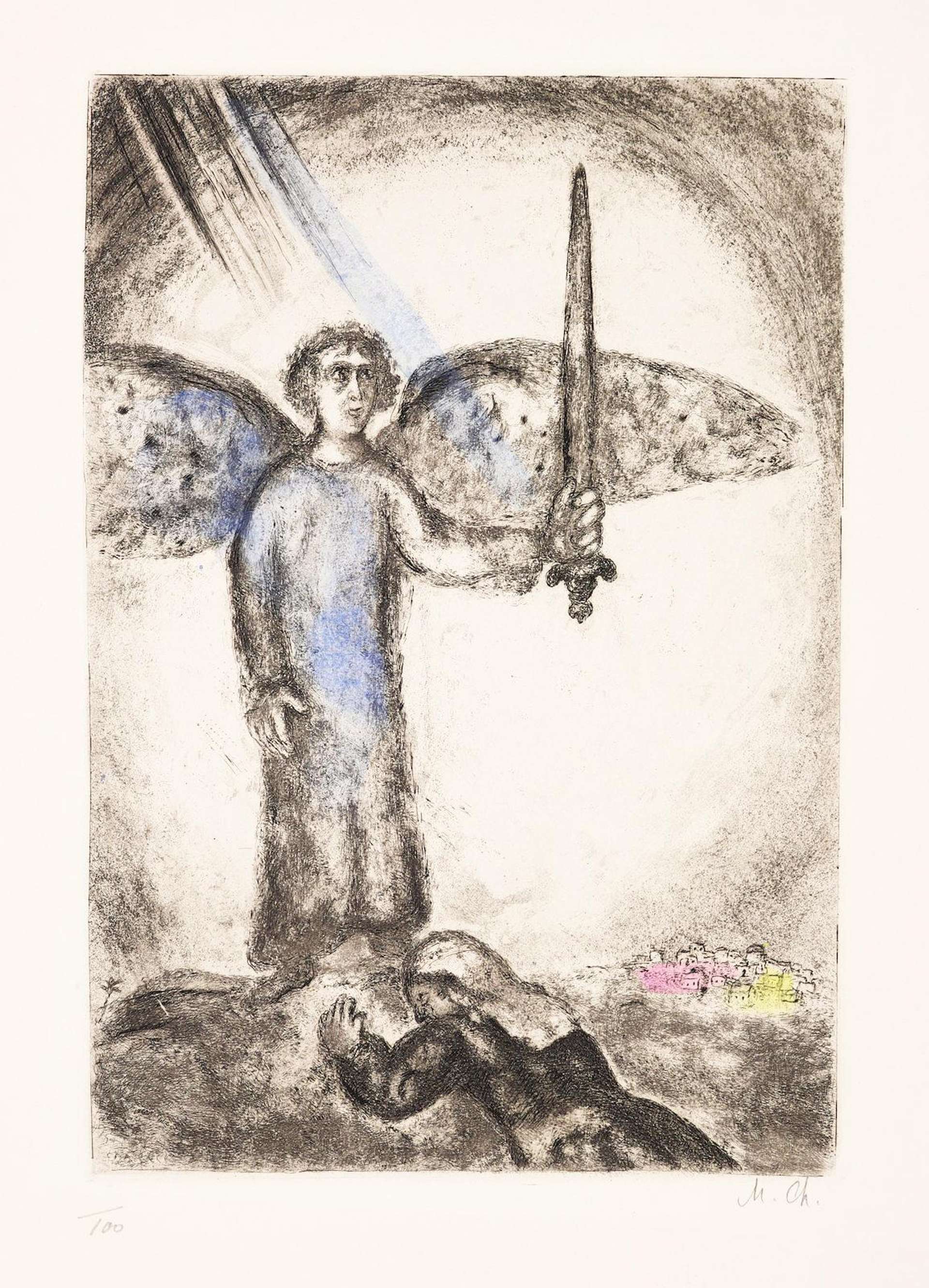Joshua Before The Armed Angel (La Bible) - Signed Print by Marc Chagall 1931 - MyArtBroker