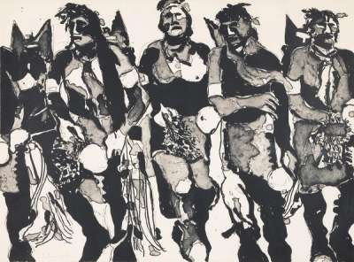 Hopi Dancers (State II) - Signed Print by Fritz William Scholder 1974 - MyArtBroker