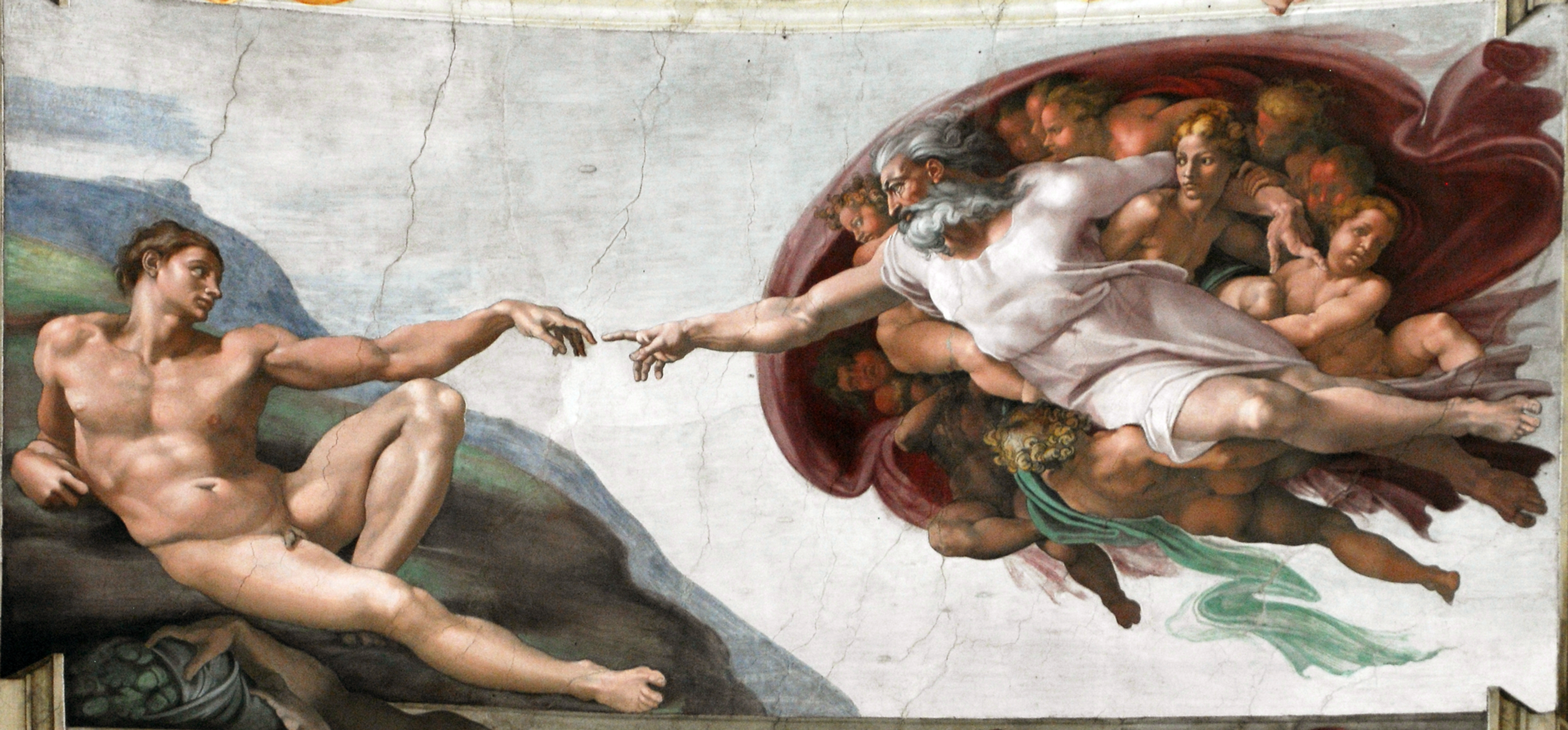 The Creation of Adam by Michelangelo, a panel from the Sistine Chapel Ceiling.