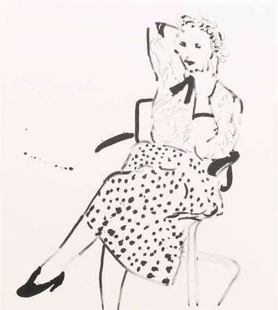 Celia In A Polka Dot Skirt - Signed Print by David Hockney 1980 - MyArtBroker