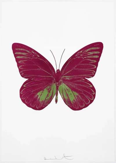 Damien Hirst: The Souls I (fuchsia pink, leaf green) - Signed Print