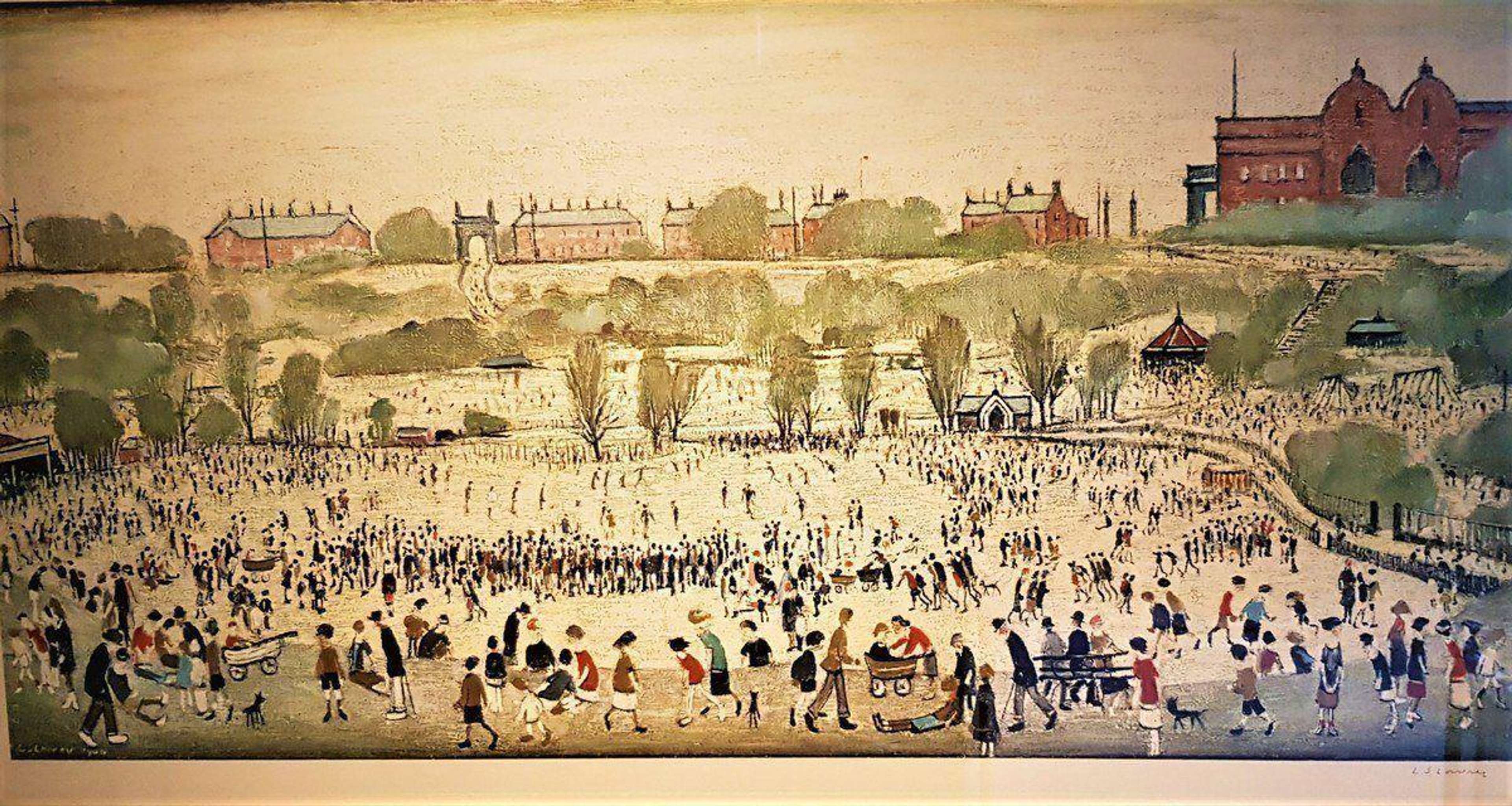 Peel Park, Salford - Signed Print by L S Lowry 1975 - MyArtBroker