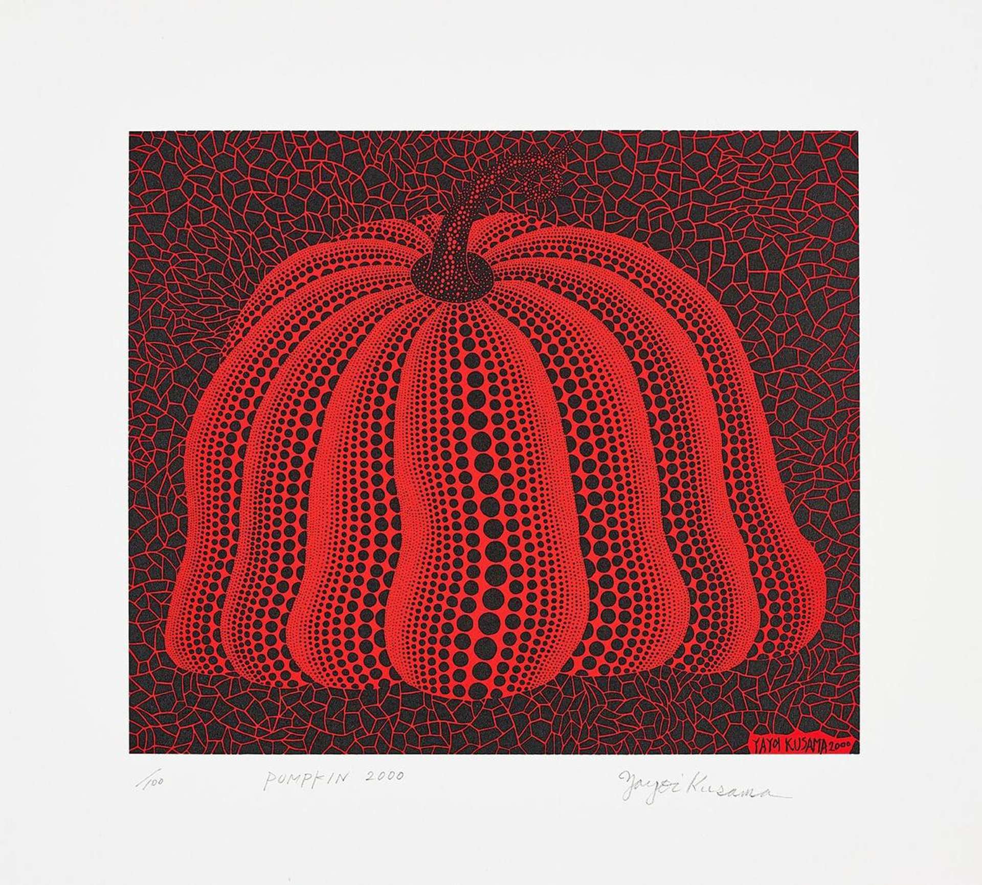Pumpkin 2000 (red) - Signed Print by Yayoi Kusama 2000 - MyArtBroker