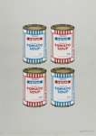 Soup Cans Quad (red and blue on grey) - Signed Print