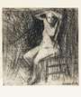 Frank Auerbach: Nude Seated With Arms Above Her Head - Signed Print