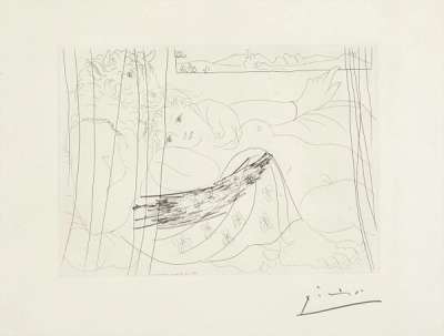 Minotaure Et Jeune Femme Enlacés Rêvant Sous Une Fenêtre (La Suite Vollard) - Signed Print by Pablo Picasso 1933 - MyArtBroker