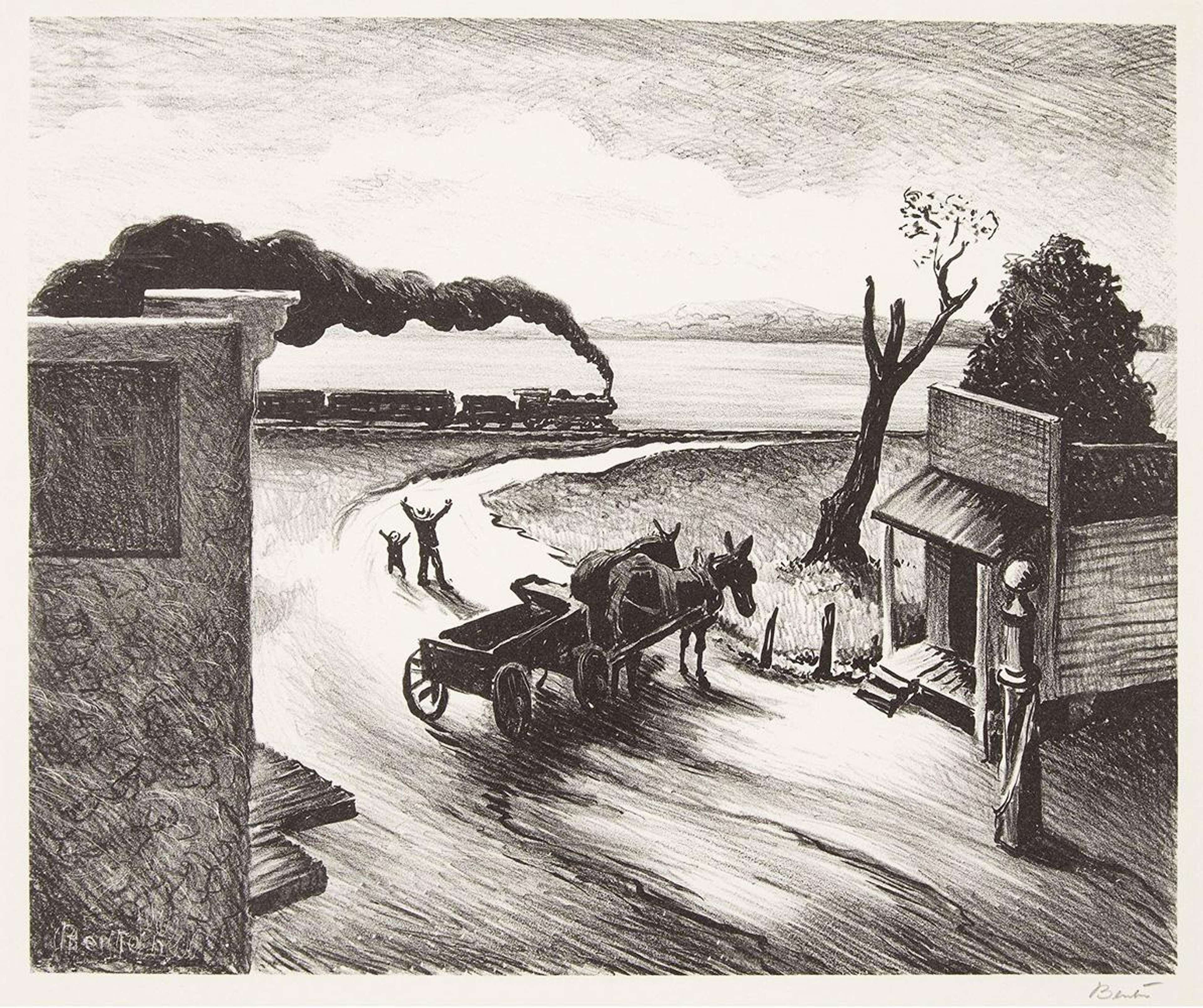 Edge Of Town - Signed Print by Thomas Hart Benton 1938 - MyArtBroker