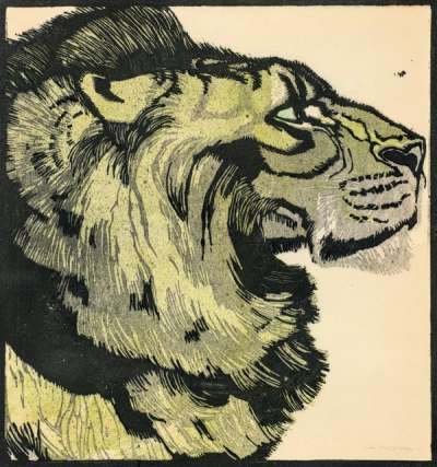 Lion Head - Signed Print by Ludwig Heinrich Jungnickel 1909 - MyArtBroker