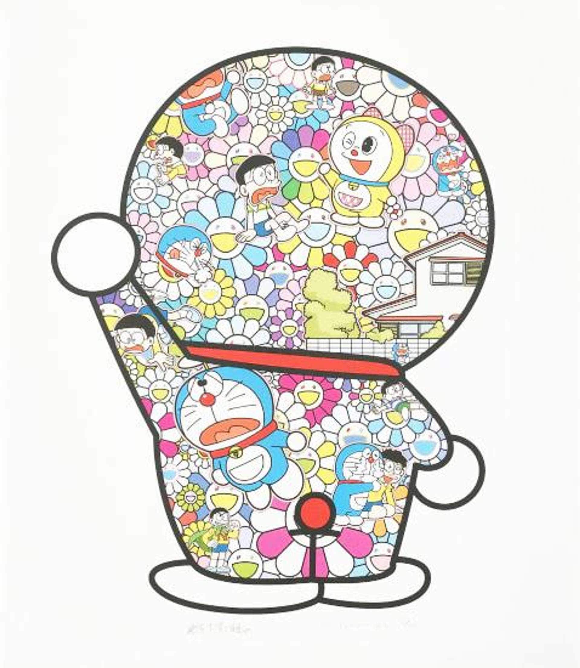 Doraemon In The Field Of Flowers - Signed Print by Takashi Murakami 2019 - MyArtBroker
