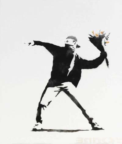Love Is In The Air - Unsigned Painting by Banksy 2002 - MyArtBroker