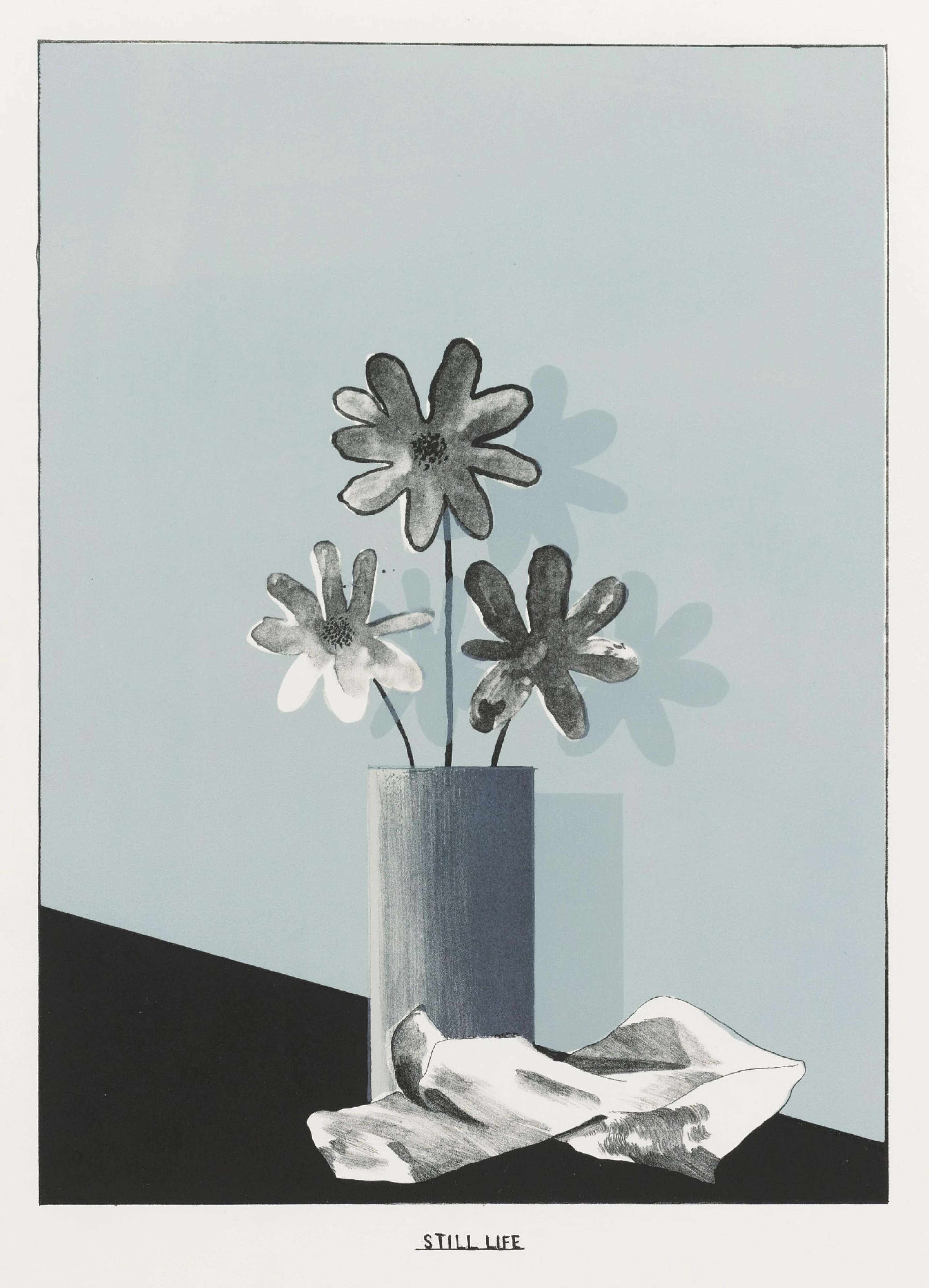 Still Life (silver flowers) - Signed Print by David Hockney 1965 - MyArtBroker
