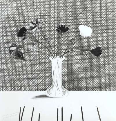 Flowers Made Of Paper And Black Ink - Signed Print by David Hockney 1971 - MyArtBroker